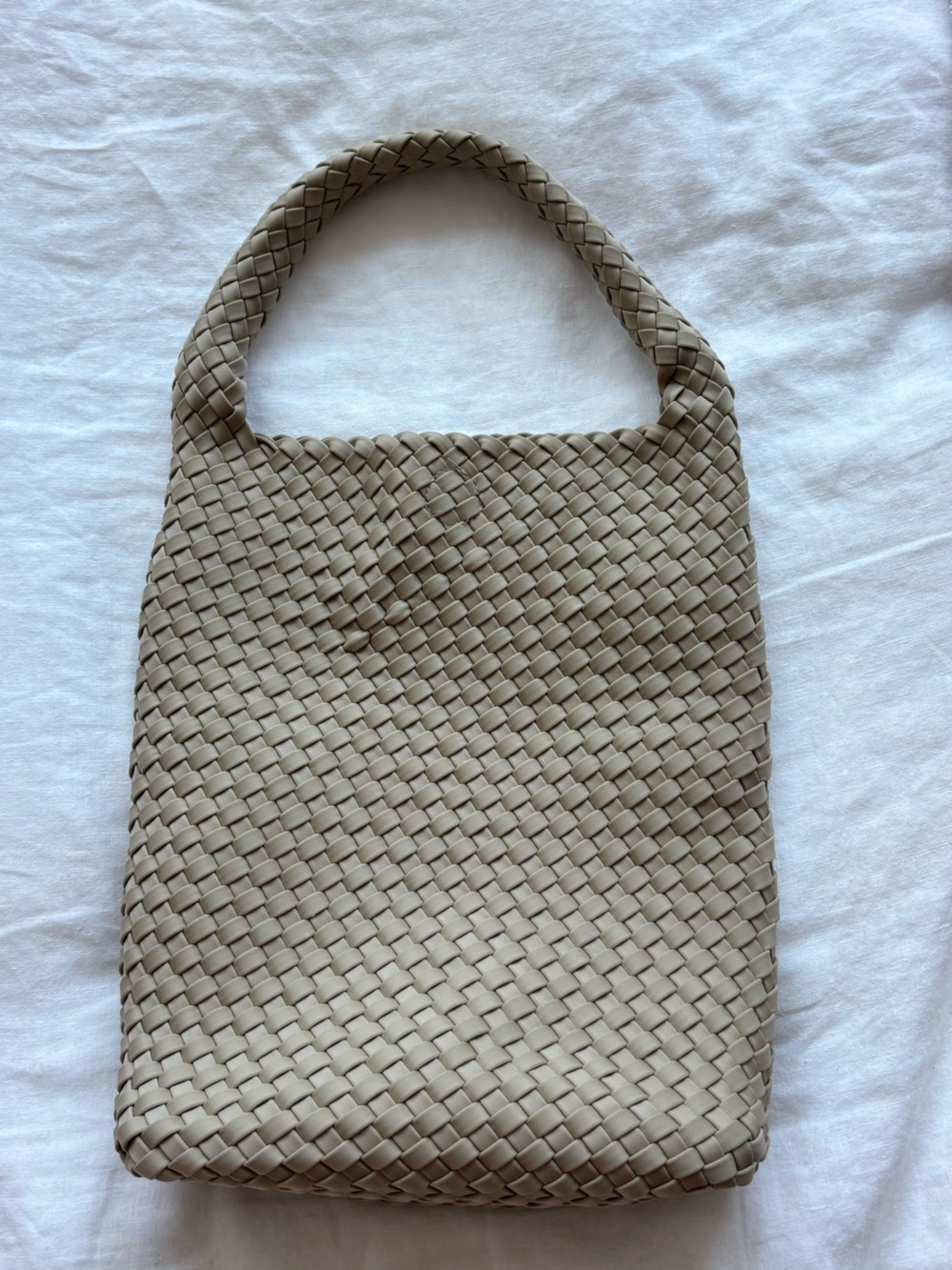 Vintage Woven leather Tote Bag in Light Taupe - Women's Handbag